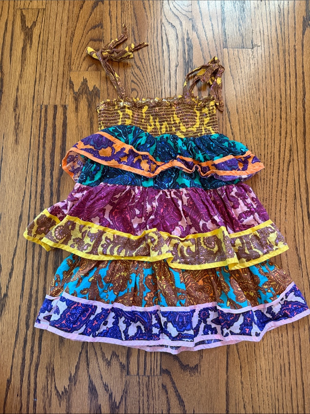 Girls Multicolor Tiered Ruffle Dress - Picture 3 of 3
